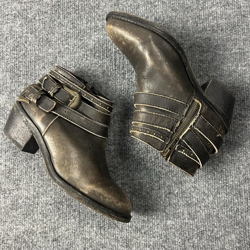 Circle G Boots Womens Size 6.5 Brown Leather Western Ankle Buckle Zip P5101